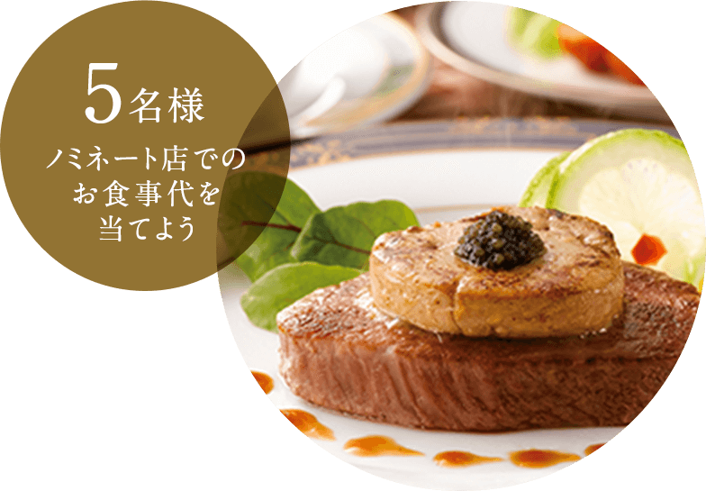 5名様 ノミネート店でのお食事代を当てよう